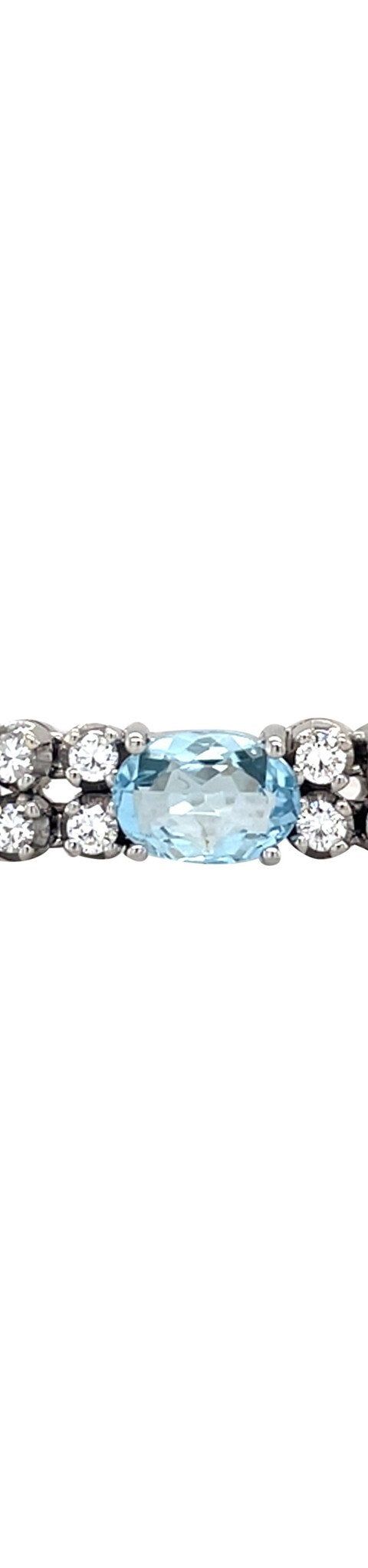 Vintage 14K White Gold Bracelet with Aquamarine and Diamond